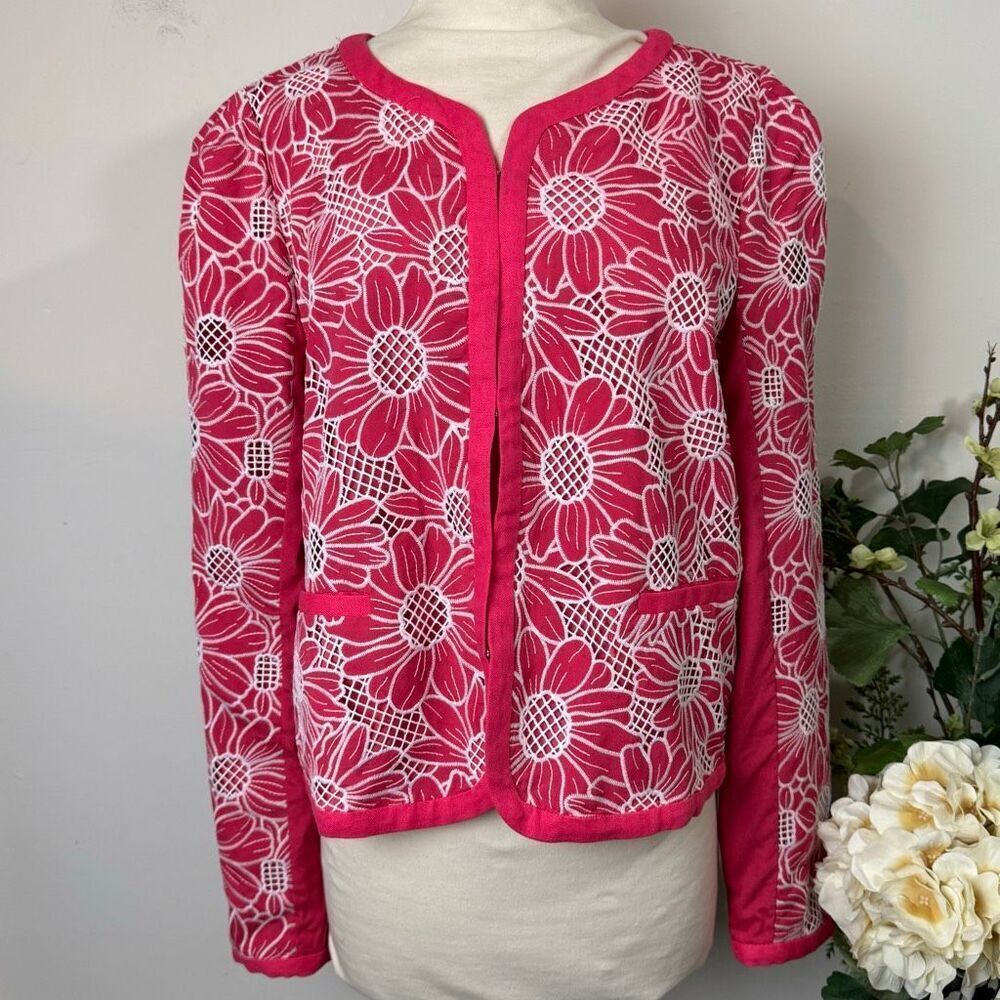 Dolan Left Coast * Lace Floral Jacket in Coral NWT New | Anthropologie | Large